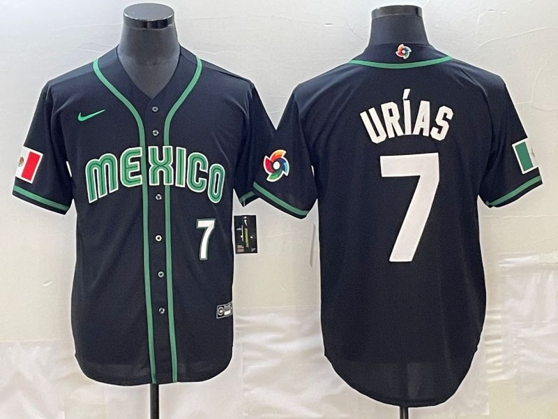 Men 2023 World Cub Mexico 7 Urias Black Nike MLB Jersey30